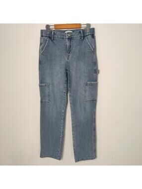 Happily Grey Women’s Light Wash Denim Cargo Jeans Size 3/26